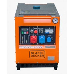 Pannello frontale con quadro di comando del gruppo elettrogeno diesel trifase BLACK+DECKER BXGND7900E 7,9KvA